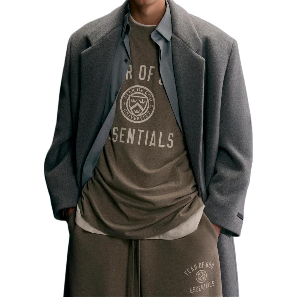 Fear of God Essentials Мужская футболка с длинным рукавом из джерси, меланжево-серая, топ 125HO244201F