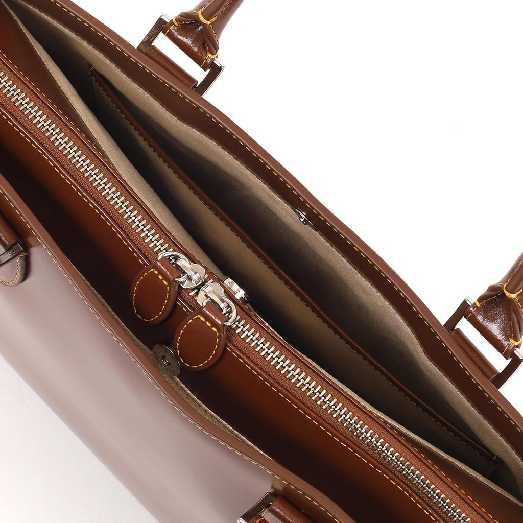 Tanned Leather Briefcase Stitch 60401 [Kitamura] Z-0639 Men's Brown/Yellow [Brown]