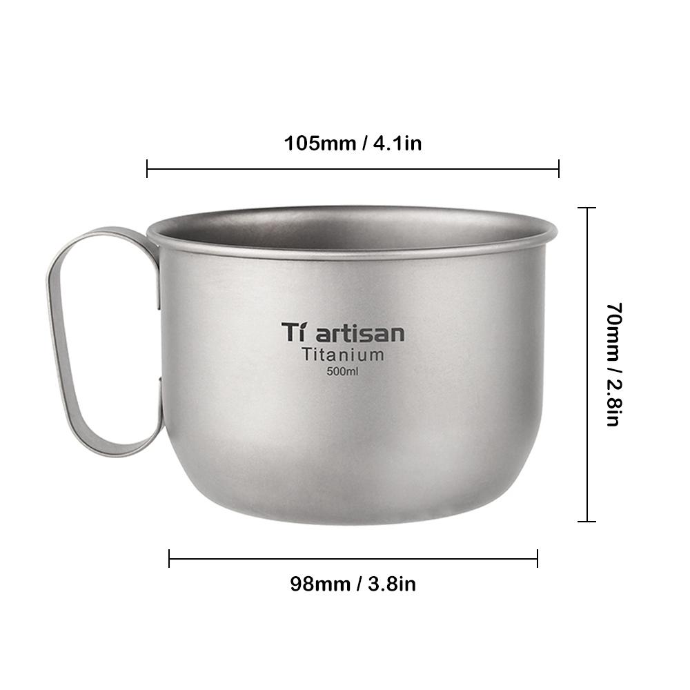 500ml Titanium Water Cup Coffee Mug Outdoor Camping Hiking Backpacking