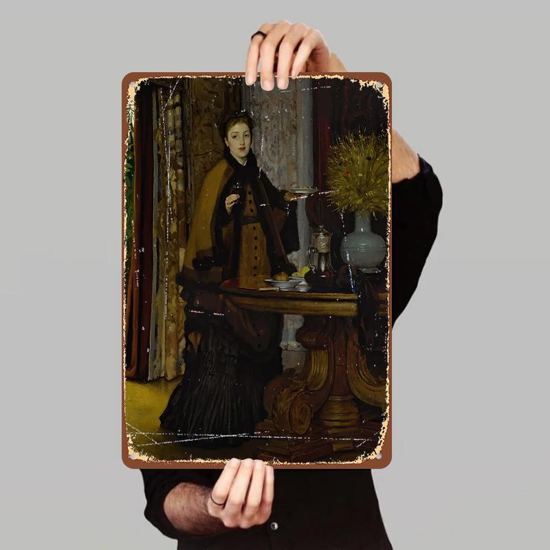 Vintage European Character Metal Wall Art Living Room Decorative Painting Custom Size Home Decor
