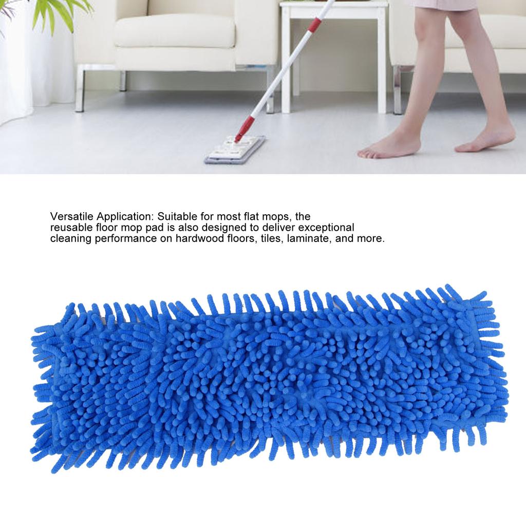 Flat Mop Pad, Reusable Washable Strong Water Absorption Replacement Floor Mop Head with Easy Attachment, for Hardwood Floors Tiles Laminate