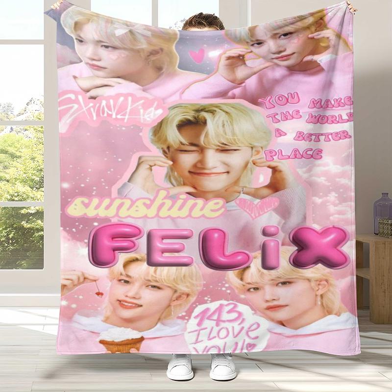 Фланелевое одеяло Felix Kpop Stray Kids, Ультрамягкий теплый плюшевый плед для дома, спальни, кровати, дивана, Покрытие для кемпинга, пикника, подарок