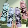 1PC Im The Youngest Sister Text 750ml Color Plastic Sports Water Bottle Leakproof Flip Straw Lid Suitable for Sports Office Home Use