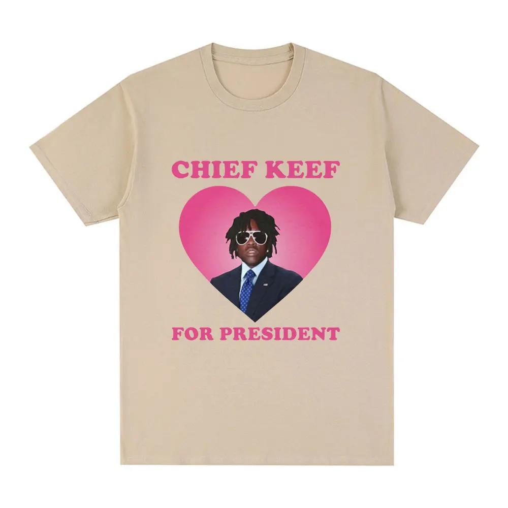 Rapper Chief Keef for President T Shirt Fashion Casual Short Sleeve T-shirt Aesthetic Vintage Oversized T-shirts Streetwear