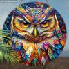 Decorative Hanging Wooden Sign with Cool Owl Pattern - Charming Round Sign for Front Door, Wall Hanging Decor - Ideal Home Hanging Ornament