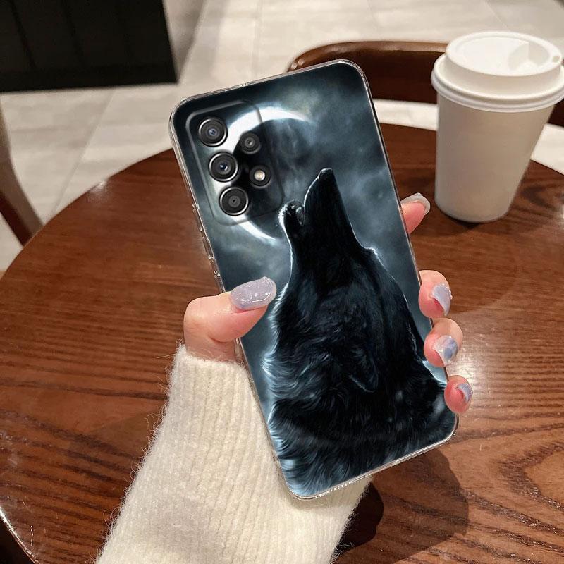 Wolf Lion Tiger Animal Case For Samsung Galaxy A55 A54 A52 A53 5G A15 A14 A13 A21S A23 51 A34 A35 A33 A32 Phone Case Clear Cover