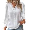 Women Fashion V Neck Blouse Long Sleeve Pullover Shirt Casual Solid Color Print Spring Fall Tops