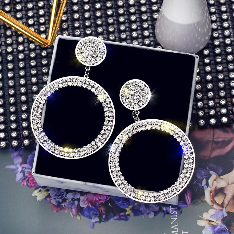 Модные блестящие круглые серьги с точной инкрустацией золотого цвета и цветными стразами для женщин, свадебная вечеринка, ювелирные изделия