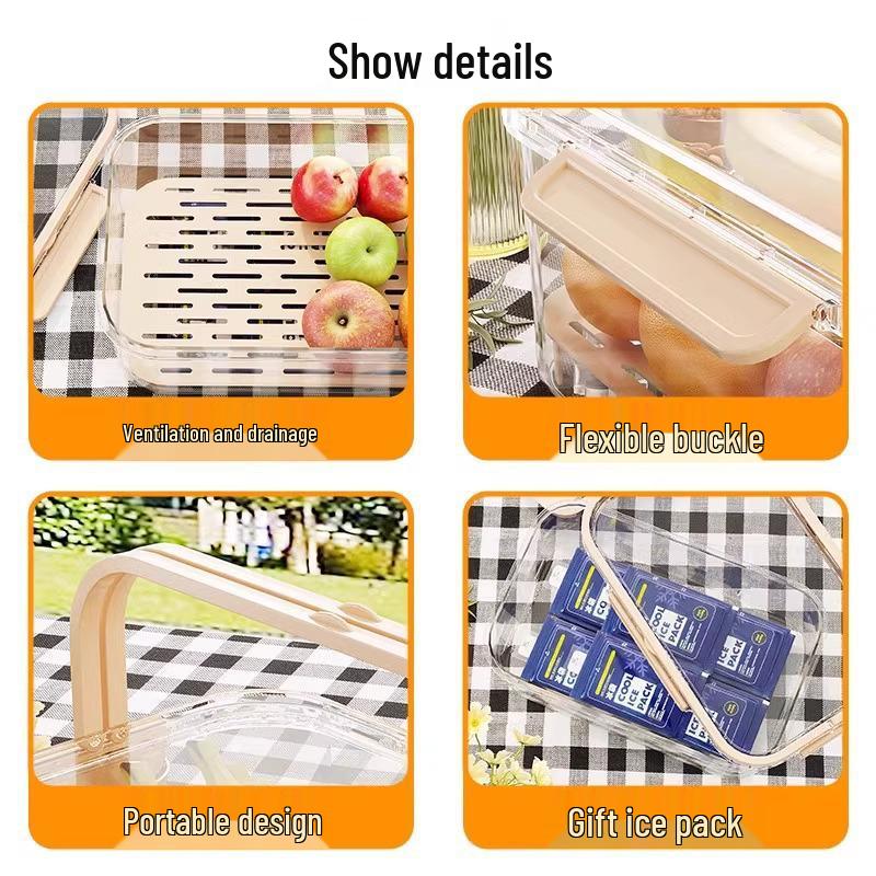 Portable Fresh-Keeping Bento Box for Outdoor Picnic with Large Capacity and Fruit Seal