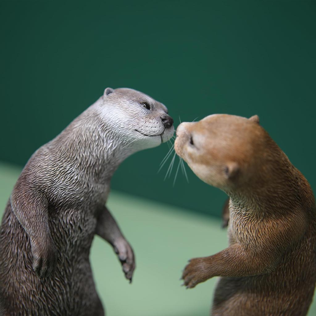 JXK Выдра Выдра Фигурка Статуэтка Миниатюра Лиса Смола Модель Настольный Аксессуар Украшение Подарок на День Рождения Окрашенный Готовый Продукт