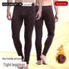 Мужские плюшевые утолщенные зимние хлопковые леггинсы - цельные узкие теплые брюки
