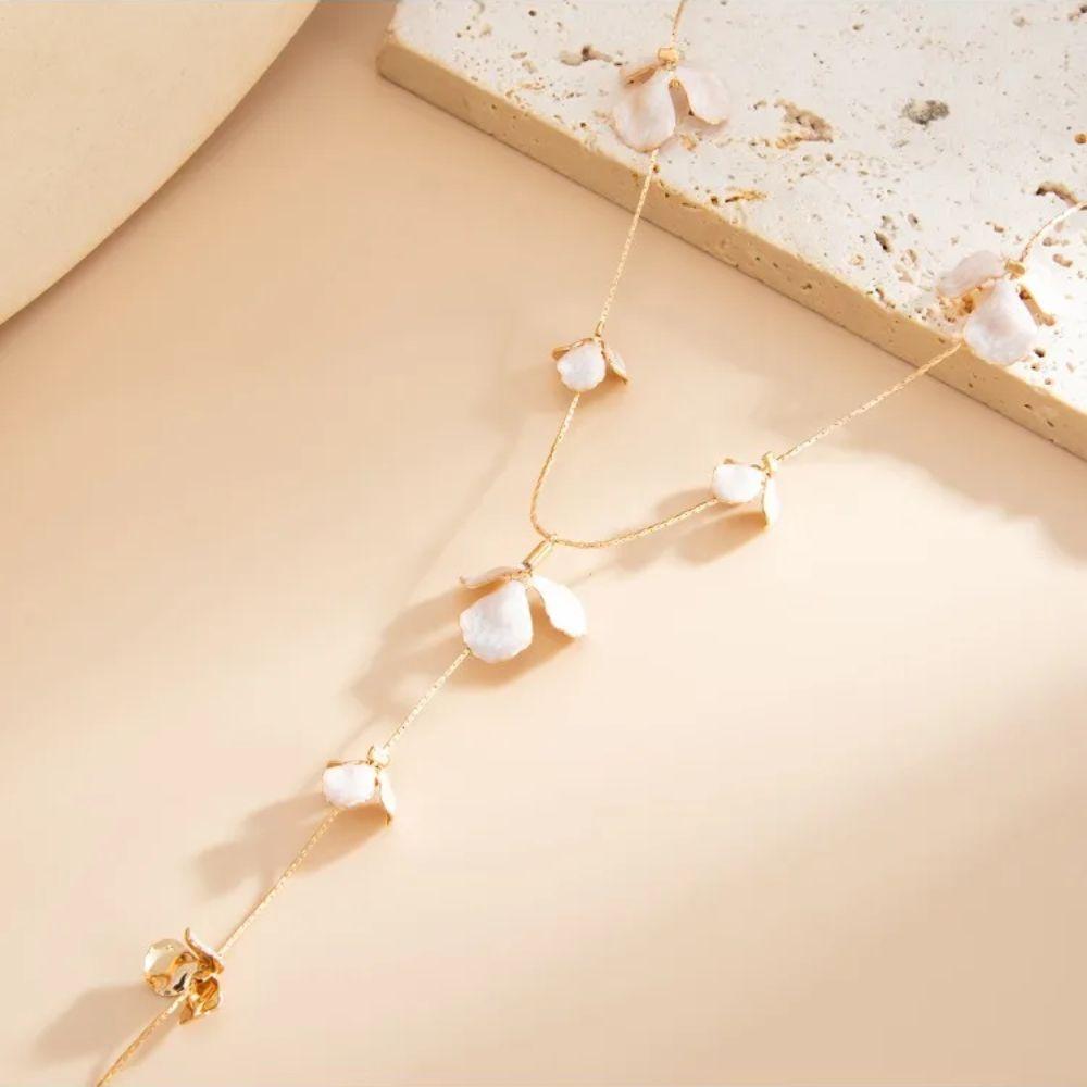 Irregular Design Long Necklace Hammered Texture Y-shaped Necklace Collarbone Chain Elegant Design