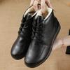 Winter Shoes Elderly Cotton Shoes Soft Sole Medium and Old Short Boots Women's Velvet Warm Boots Flat Cotton Leather Shoes