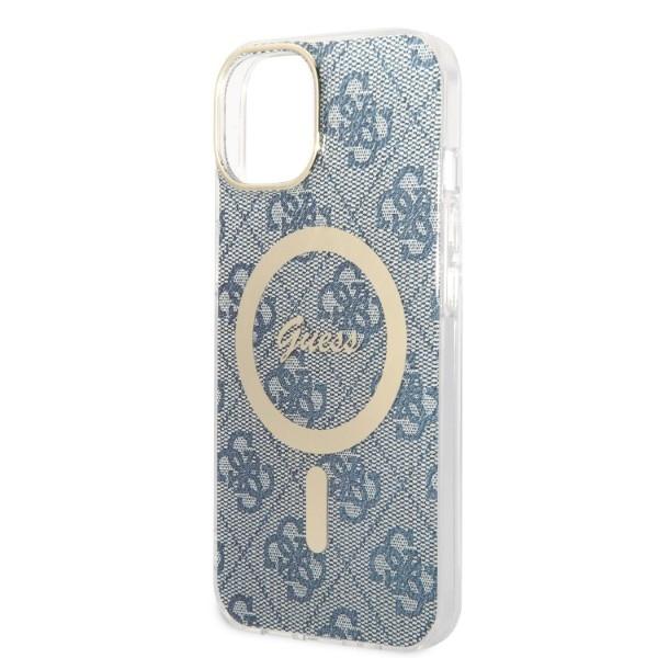 Guess GUBPP14MH4EACSB Case+ Charger Set iPhone 14 Plus / 15 Plus 6.7" blue/blue hard case 4G Print MagSafe