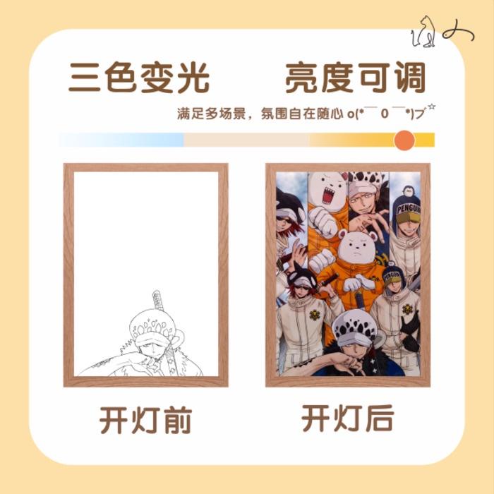 One Piece Световая картина Фигурка Луффи Зоро USB Ночник