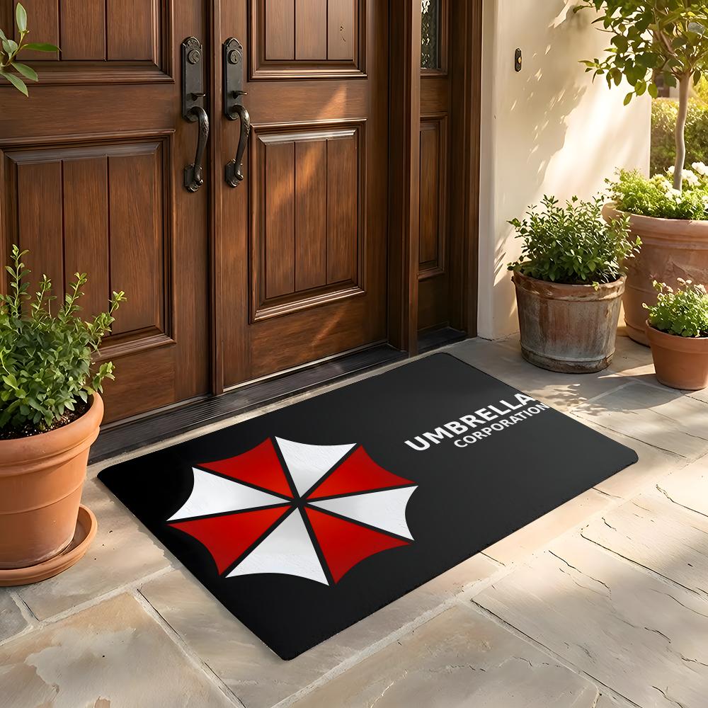 Floor Mat Soft Flannel Rug Non-Slip Absorbent Mat for Bathroom Bedroom Home Decor Horror Movie Umbrella Corporation anime