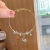 Exquisite Pink Bracelets For Women Cute Star Moon Bracelet Metal Chain Beads Bracelet Sister Girlfriend Gift