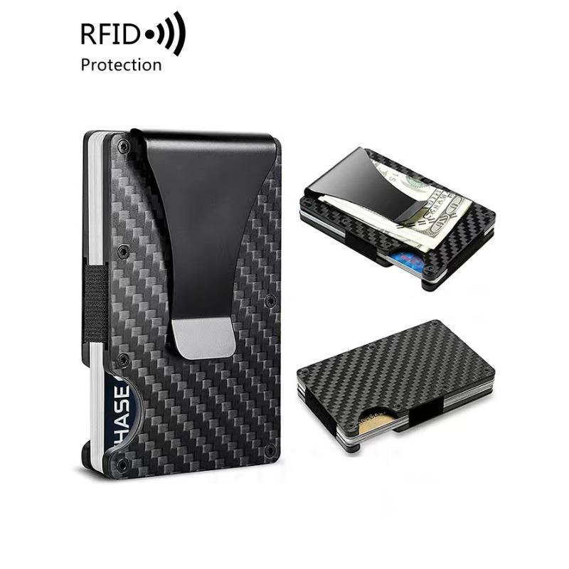 Минималистичный держатель RFID из углеродного волокна, ультратонкий мини-держатель для кредитных карт, мужской и женский кошелек из алюминиевого сплава