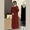 Трикотажное платье средней длины с капюшоном для осени и зимы, новый ленивый стиль, свободное и стройнящее, женская юбка-свитер