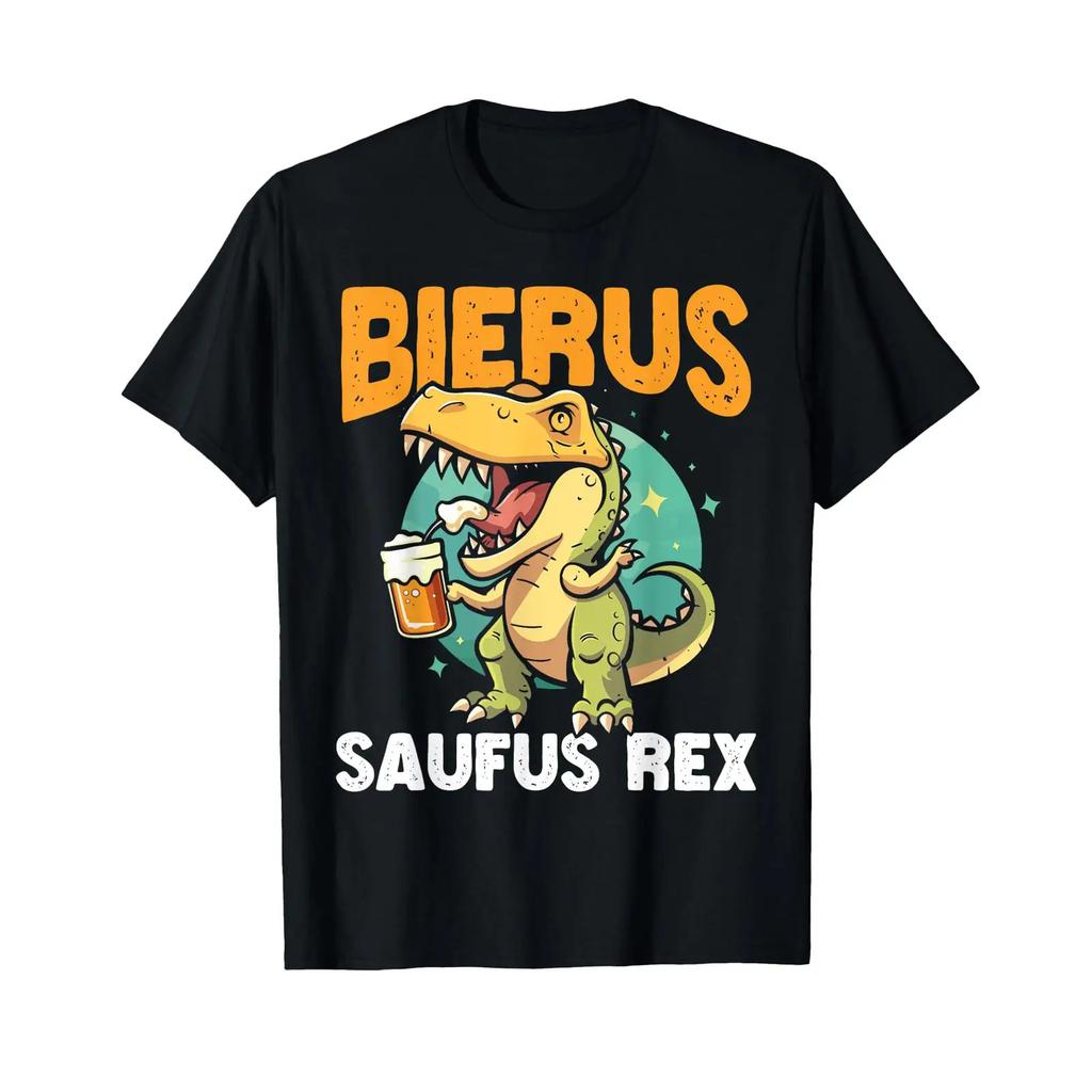 Cervisia Saufus Rex Drinking Fun Beer Lovers T Shirt Black Vintage Homme Stylish Designer Clothes Comfortable Slightly