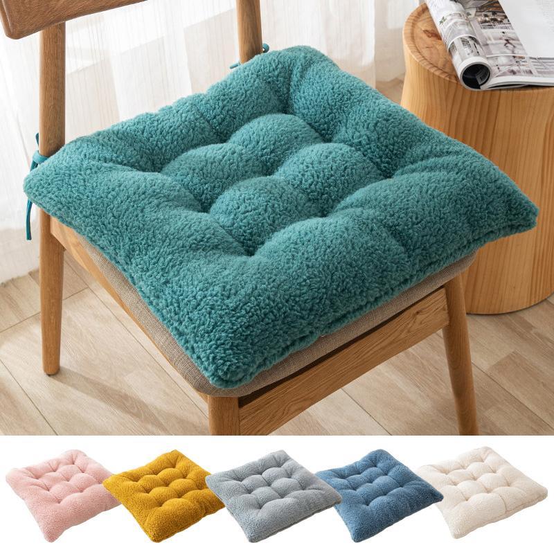 40/50cm Winter Plush Cushion Solid Color Lamb Chair Seat Cushion Pouf Tatami Room Office Car Seat Butt Pad Thicken Floor Cushion