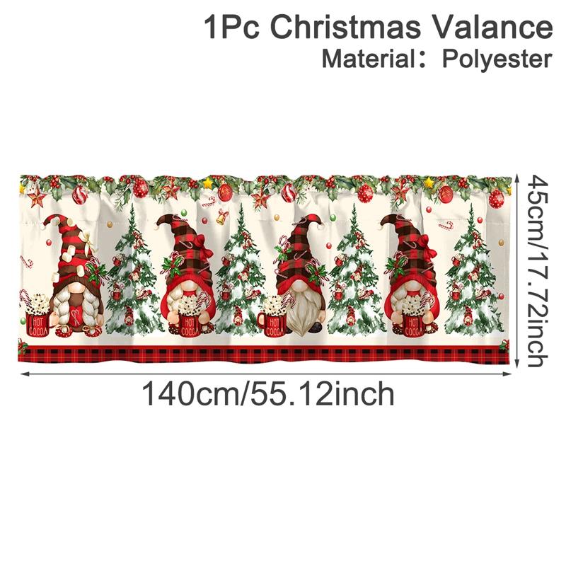 Christmas Short Curtain Valances Festive Home Decor Window Treatments for Kitchen and Bathroom Holiday Ornaments