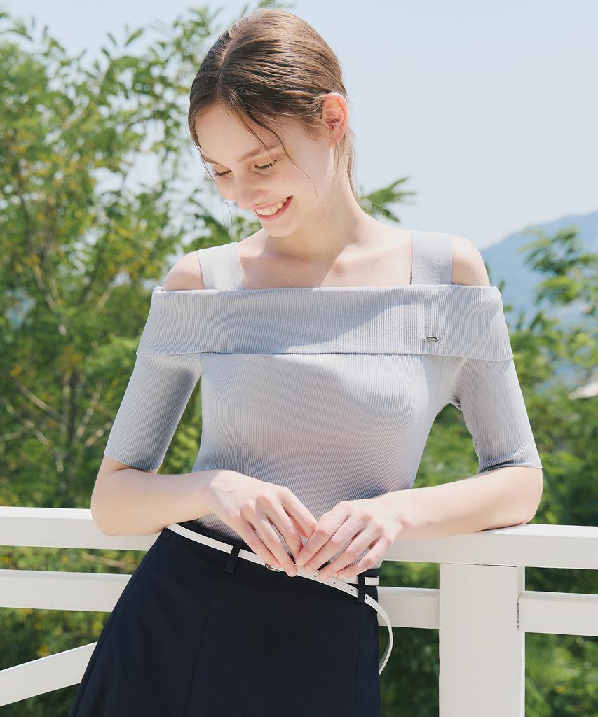 ZEROSTREET [3 Colors] Romantic Solid Off-Shoulder Knit