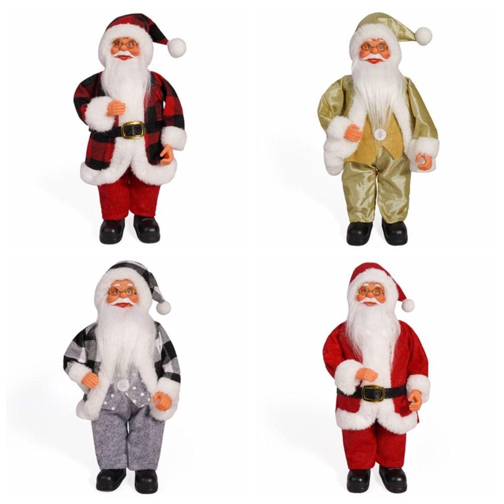 3D Santa Claus Figure Cute Christmas Decorations 12 Inch Standing Santa Doll Window