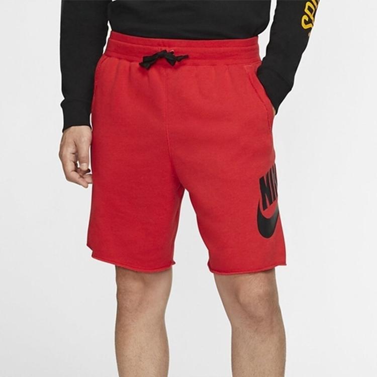 Nike Sportswear Logo Print Drawstring Sports Shorts Men Shorts Red AR2376-658