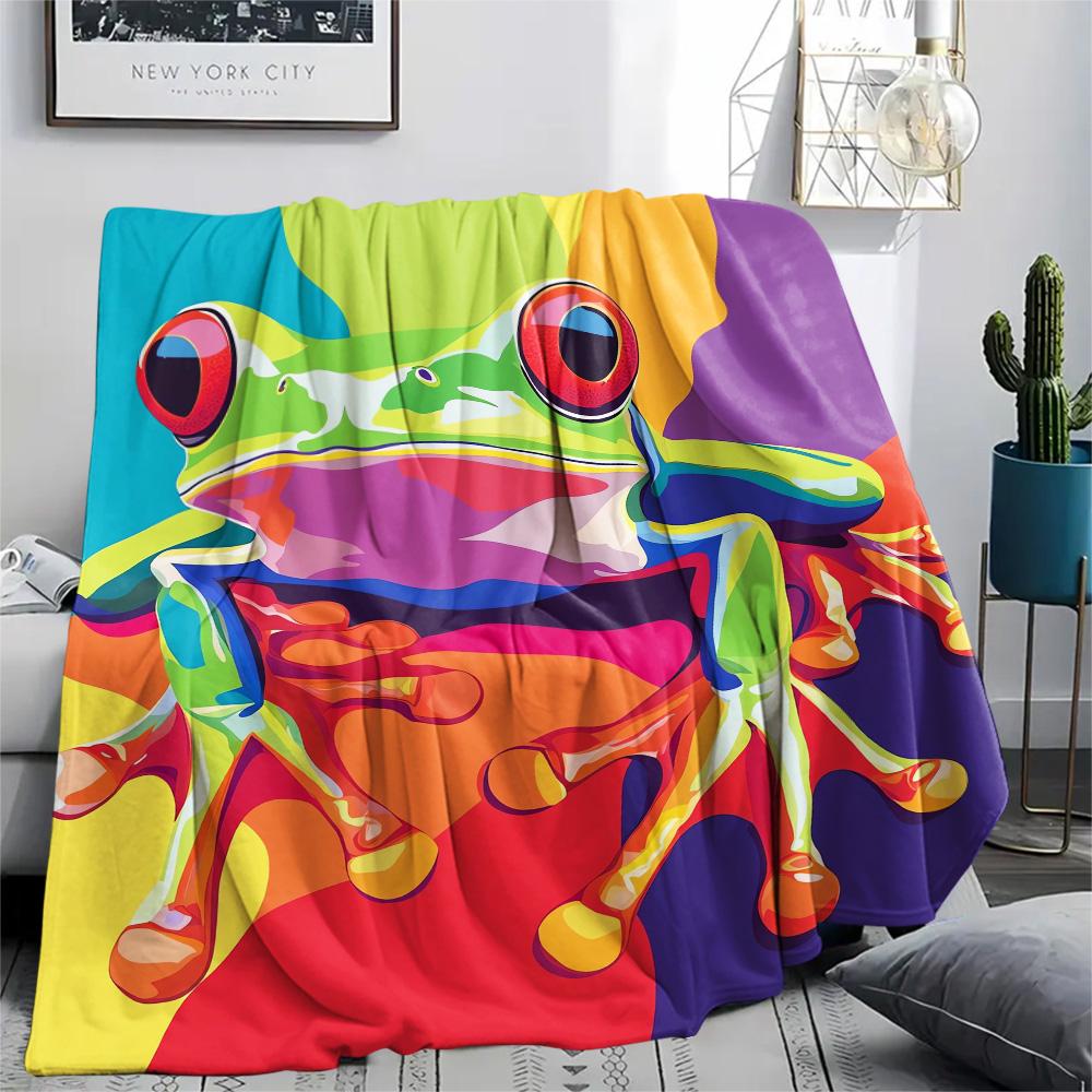 Tree Frog Print Flannel Blanket, High quality Comfortable for All Seasons, Home Decor, Warmth and Comfort, Perfect for Christmas Gifts