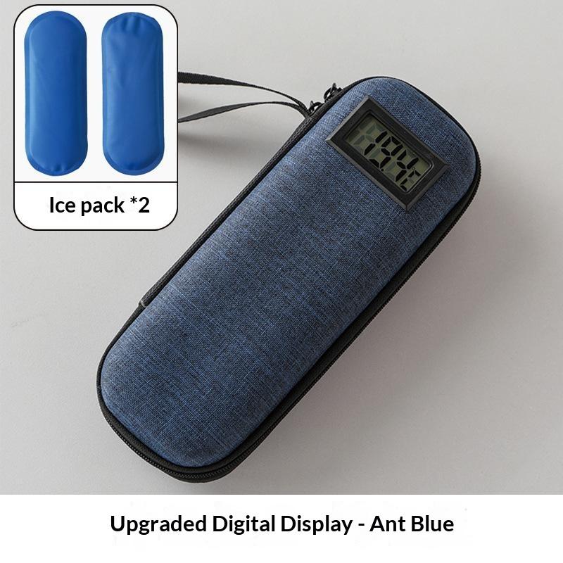 Portable Insulin Cooling Bag PU Thermal Insulated Thermometer Display Glaciated Case for Diabetic Outdoor Activities