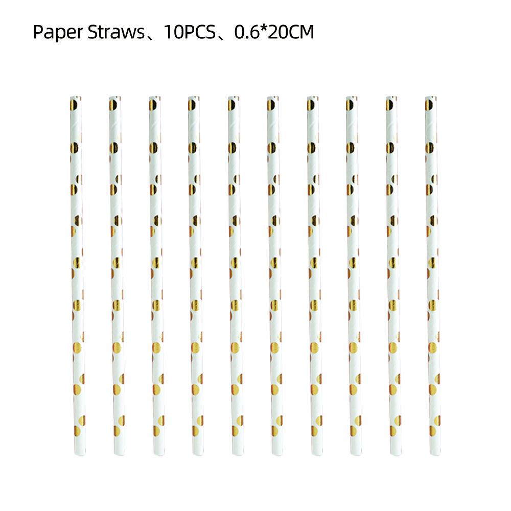 Birthday Party Must-Have White Bronzing Polka Dot Theme Disposable Items Plate Paper Cup Tablecloth Flag Decoration