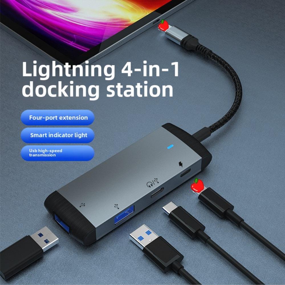 Док-станция Lightning 4 в 1 для устройств USB 3.0 Порт быстрой зарядки Аудиовыход Синхронизация данных Hub