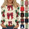 Long Sleeve Shirts For Women Cute Christmas Day Print Graphic Tees Blouses Casual Plus Size Basic Tops Pullover