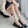 Japanese Lace Lolita Heart Frill Transparent Slouch Socks with Mary Jane Leather Shoes