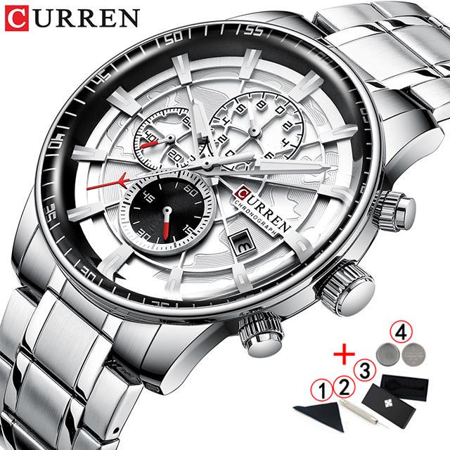 Золотые часы, мужские роскошные брендовые кварцевые наручные часы с хронографом Curren, мужские наручные часы из нержавеющей стали с большим циферблатом, 2020