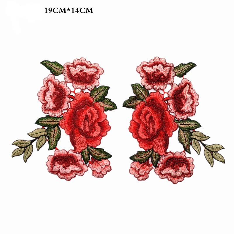 Нашивка с цветком красной розы, пришитая к тканевому значку, вышитая цветочная аппликация, декоративные нашивки для скрапбукинга