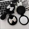 Korean Style 2 in 1 Comb Mirror Set Durable Bow Massage Comb with Mirror  Hair Styling