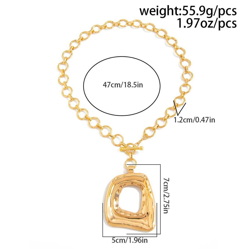 SHIXIN Punk Style Hollow Out Square Pendant Necklace for Women Retro Geometry Pendant Choker Lady Clavicle Chain Party Jewelry