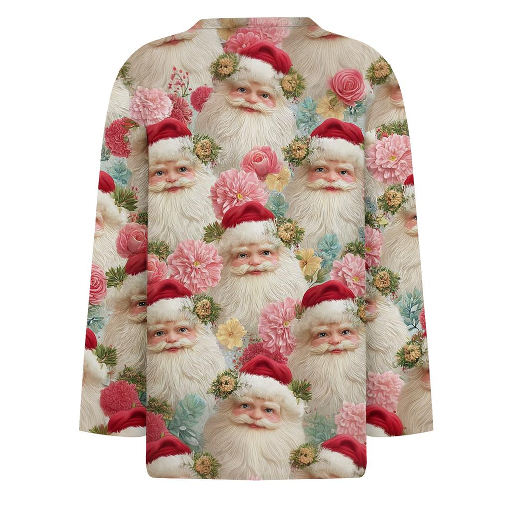 Женская Мода Повседневный Рукав Три Четверти Рождественский Принт Горловина Топ