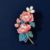 Elegant National Trend Peony Flower Brooch, High-end Women's New Chinese-style Enamel Flower Brooch, Niche Design Sense Brooch