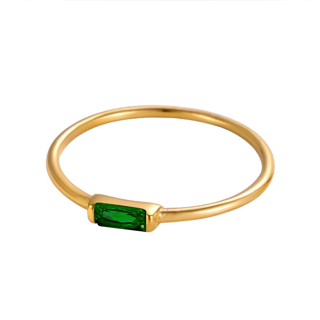 CARLIDANA Минималистичное Кольцо-Кольцо из Нержавеющей Стали с Покрытием 18K Золотом, Квадратное, Простое, Цветные Цирконы, Камень Месяца Рождения, для Женщин