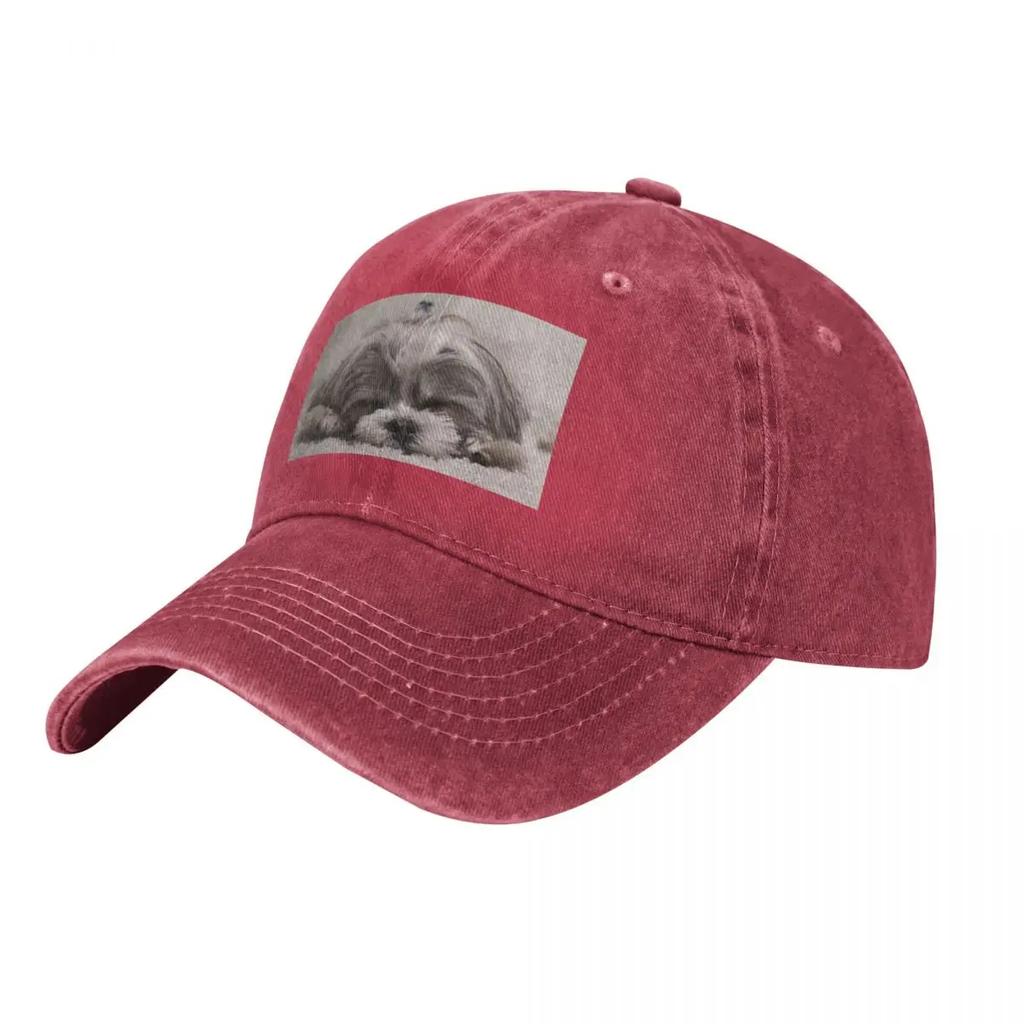 Shih Tzu Sleeping Baseball Caps Fashion Denim Hats Outdoor Adjustable Casquette Sports Baseball Cowboy Hat for Unisex Women