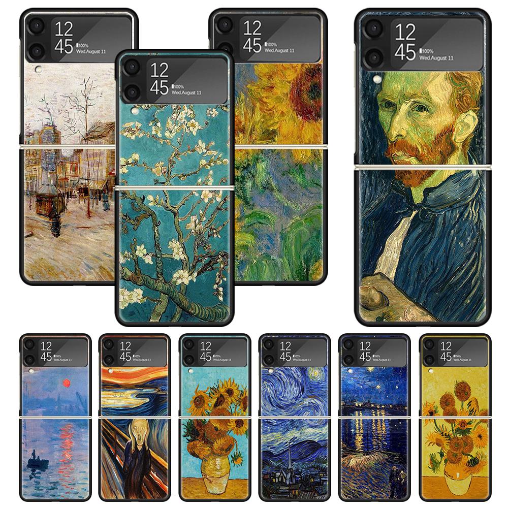 Van Gogh oil Art Painting Print Case For Samsung Galaxy Z Flip 3 4 5 6 7 5G Phone Shell Flip7 Flip6 Flip5 Flip4 Flip3 Pattern Co