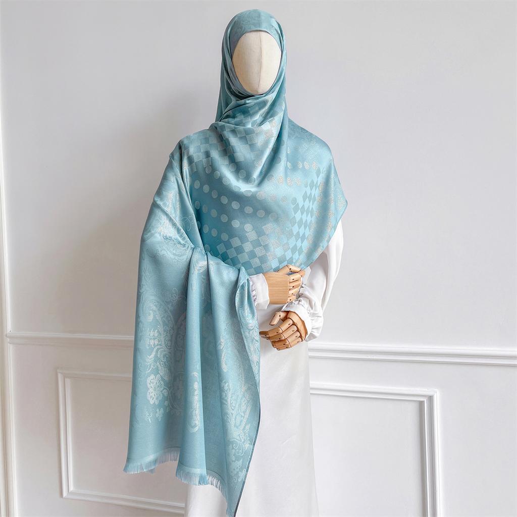 Luxury Paisley Pattern Women Hijab Gold Thread Jacquard Scarf Muslim Wraps Ramadan Islam Headscarf Shawl Turban Neckerchief