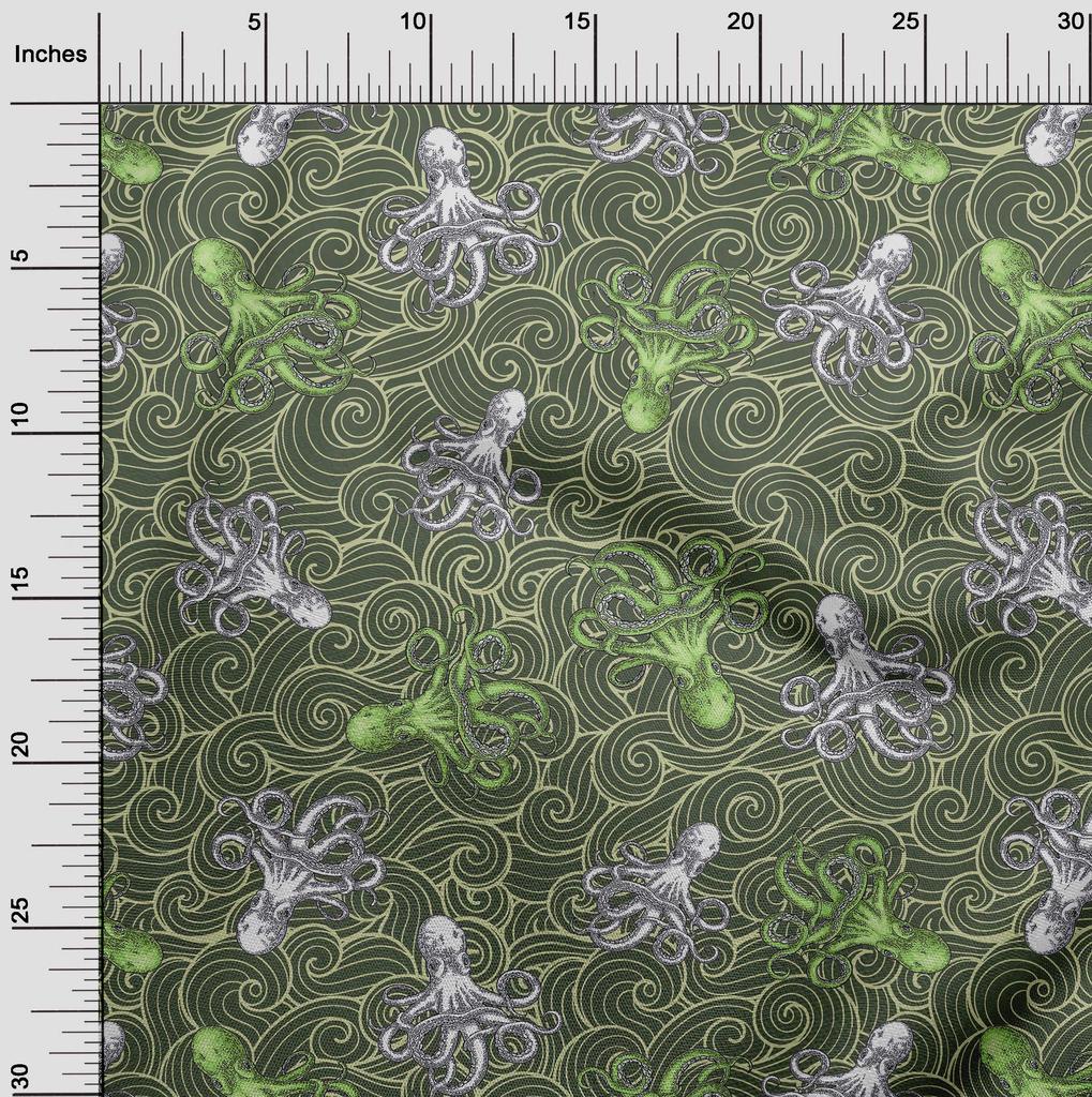 oneOone Ткань Cotton Flex Dark Teal Green, морская тема, проекты для декора, напечатанная по ярдам, 40 дюймов