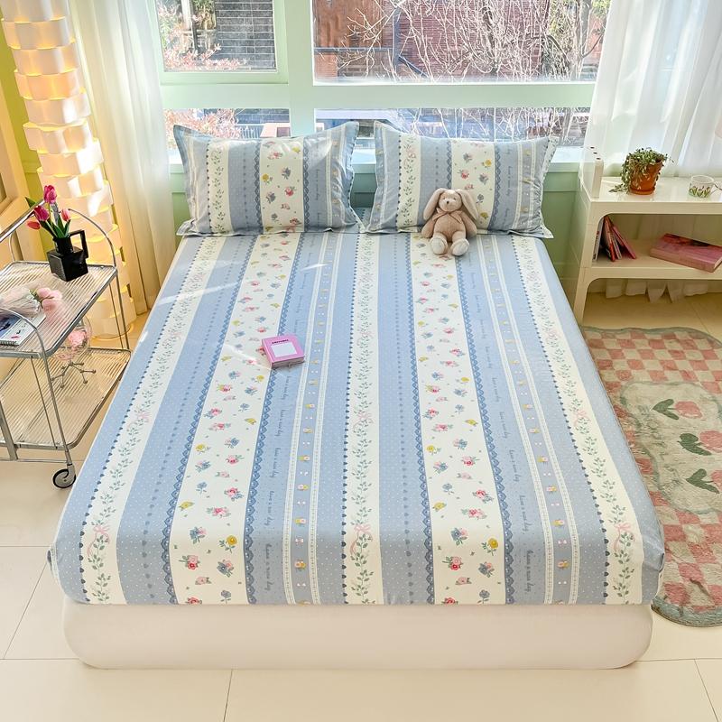 100% Cotton Bedsheet Elastic Fitted Sheet Print Bed Cover Single/Double/Queen/King Size Bed Linen Drap De Lit (No Pillowcase)