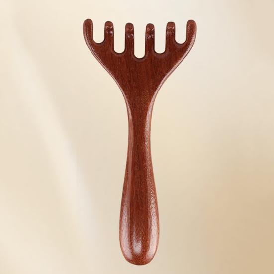 Массажная расческа Yousheng из сандалового дерева с длинной ручкой, лимфодренажный массажный инструмент для снятия мышечного напряжения, акупунктурный массажный инструмент для гуаша с пятью когтями для всей семьи