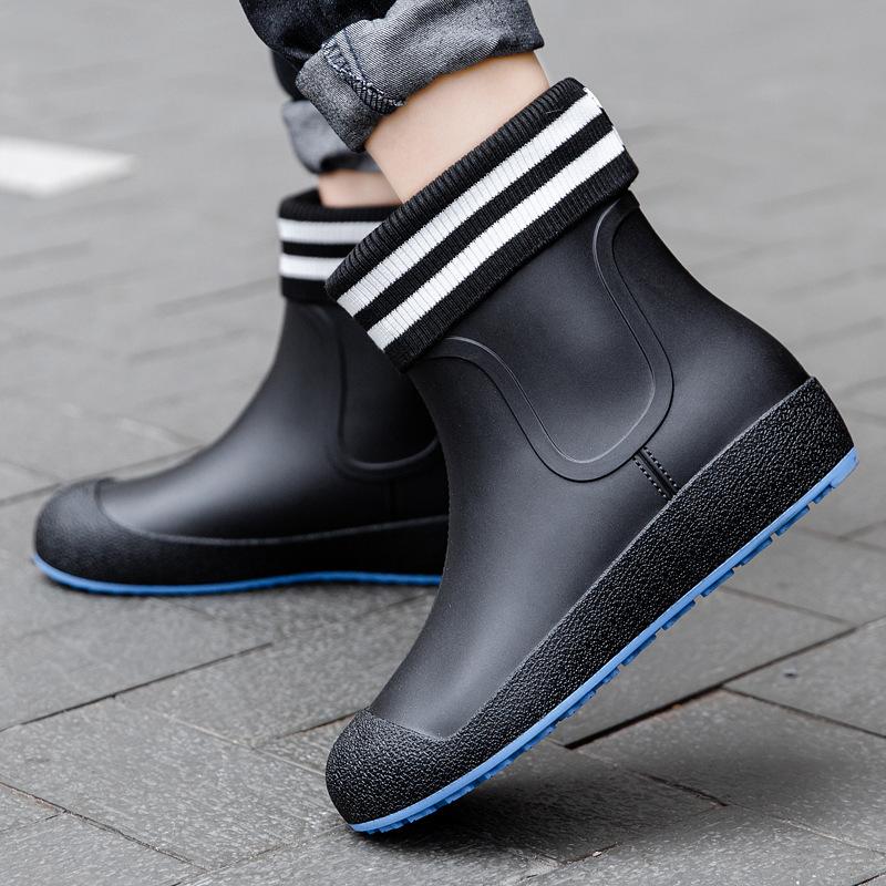 2025 новые уличные дождевые ботинки мужская верхняя одежда флисовые нескользящие резиновые сапоги женская мягкая подошва водонепроницаемая обувь износостойкая резиновая обувь tide