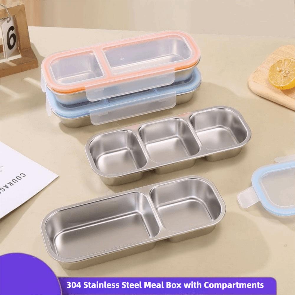 Reusable Food Storage Container Leakproof Seasoning Tray Stainless Steel Lunch Box Office